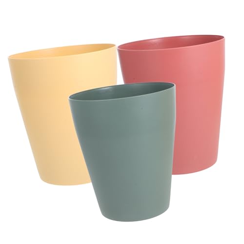 ARTSEWPLY 3 Stück Kleine Offene Kunststoff Abfallbehälter ohne Deckel Praktischer Müllkorb für Büro und Zuhause Einfacher Stabiler Haushaltsabfalleimer in Grün Gelb für Schreibtisch und von ARTSEWPLY