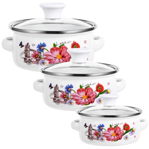 ARTSEWPLY 3 Stück Mini -Suppen-Topf -Set Emaillepfanne mit Einbrennlacktopf Kochtopf mit Doppelgriff Suppentopf Suppentopf Lagerbestände Schmortopf mit Doppelgriff aus Emaille ARTSEWPLY 3 Stück Mini -Suppen-Topf -Set Emaillepfanne mit Einbrennlacktopf Kochtopf mit Doppelgriff Suppentopf Suppentopf Lagerbestände Schmortopf mit Doppelgriff aus Emaille von ARTSEWPLY