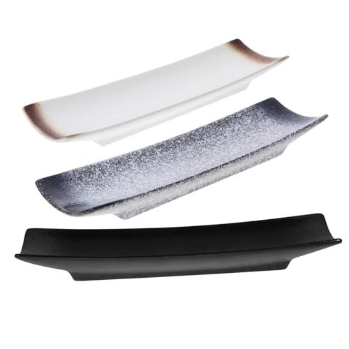 ARTSEWPLY 3 Stück Teiliges Japanisches Sushi Serviertablett Rechteckige Snackschalen Stilvolle Geschirrsets für Restaurant Hotel und Familienessen Vintage Design Zufällige Muster von ARTSEWPLY