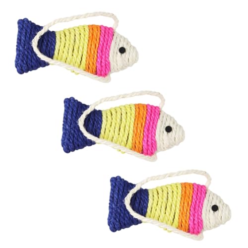 ARTSEWPLY 3 Stück Teiliges Katzen Kratzspielzeug Sisal Fischform Kleines Kratzbrett Katzenkratzer für Kätzchen Möbel und Fußbodenschutz Natürliche Kratzpappe zur Zufällige Zufällige Farbe von ARTSEWPLY
