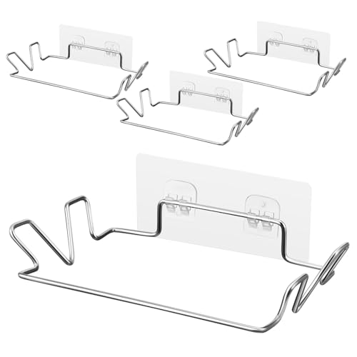 ARTSEWPLY 4 Sätze Edelstahl Müllsackhalter mit Selbstklebenden Aufklebern Hängender Müllbeutelhalter für Küchenschränke und Badezimmer Rostfrei Platzsparend Einfache Montage ohne Bohren von ARTSEWPLY