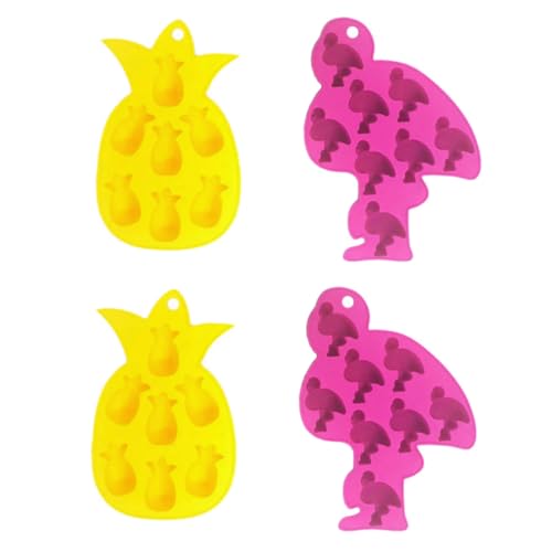 ARTSEWPLY 4 Stück Silikon Eiswürfelformen Flamingo und Ananas Lebensmittelecht Flexibel Einfach zu Lösen und Reinigen für DIY Schokolade Kuchen Pudding und Backzubehör Kinderfreundlich von ARTSEWPLY