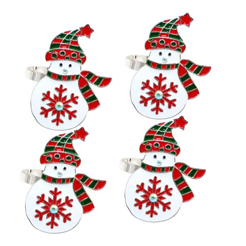 ARTSEWPLY 4 Stück Weihnachts Schneemann Serviettenringe aus Metall Kreative Tischdeko für Party Hochzeit Festliche Anlässe Wiederverwendbar Napkin Holder im Weihnachtsstil von ARTSEWPLY