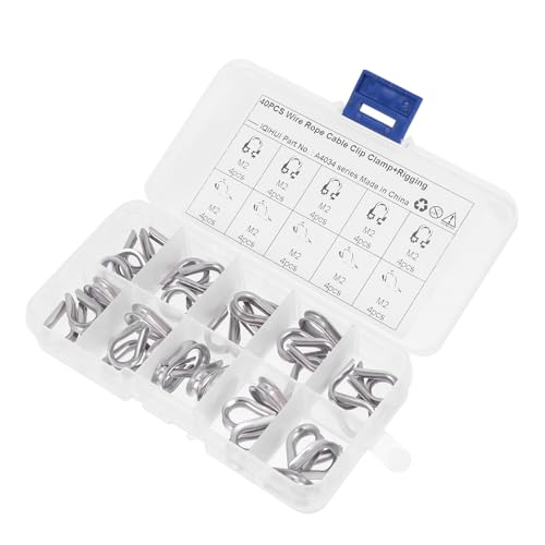 ARTSEWPLY 40 Stück Teiliges Edelstahlseil set mit Rostfreien Drahtseilklemmen und Ösen Langlebiges Kabelzubehör für Hunde Wäscheleinen Industrielle und Marine Anwendungen ARTSEWPLY 40 Stück Teiliges Edelstahlseil set mit Rostfreien Drahtseilklemmen und Ösen Langlebiges Kabelzubehör für Hunde Wäscheleinen Industrielle und Marine Anwendungen von ARTSEWPLY