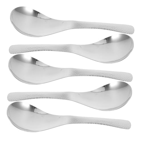 ARTSEWPLY 5 Stück Teiliges Edelstahl Servierlöffel mit Gehämmerter Oberfläche Runder Boden Vielseitig Einsetzbar für Suppe Reis Buffet Geeignet für Zuhause und Restaurant von ARTSEWPLY