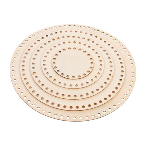 ARTSEWPLY 5 Stück Teiliges Runder Holz Korbböden zum Häkeln Glatte Oberfläche Langlebig und Sicher für DIY Korbflechten und Bastelbedarf für Runde Häkelkörbe und Taschen von ARTSEWPLY
