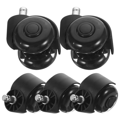 ARTSEWPLY 5 Stück Teiliges Transparente PU Bürostuhlrollen ohne Bremse Drehbare Geräuscharme Möbelrollen für Gaming Chefsessel Robust und Kratzfrei für Laminat und Parkett von ARTSEWPLY