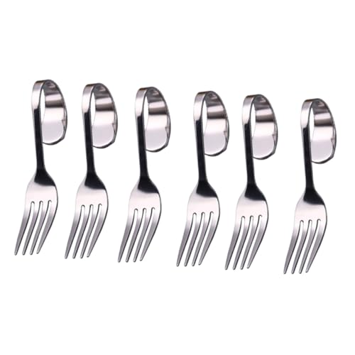 ARTSEWPLY 6 Stück Biegung der Griffgabel Kuchen rostfrei handhaben ich gebogene Gabeln Hochzeitstorte kleine Salatgabeln gebogene Griffgabel kleine Dessertgabeln von ARTSEWPLY