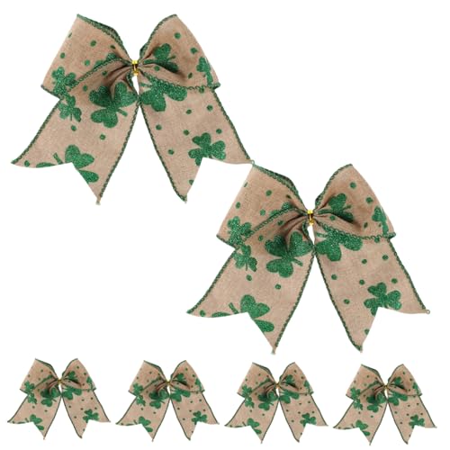 ARTSEWPLY 6 Stück Teiliges St Patrick's Day Schleifen Grünem Kleeblatt Robuste Wanddekoration aus Jute für Innen und Außen Vielseitige Deko für Türen Fenster und Geschenke von ARTSEWPLY