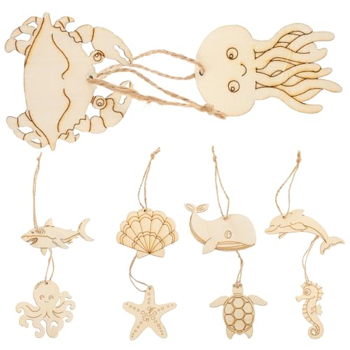 ARTSEWPLY 60 Stück Teiliges Holz DIY Meeres Tierformen Unbemalt Holzscheiben Basteln Malen Bastelmaterial Sicher Langlebig für Kreative Handwerksprojekte und Partydekoration von ARTSEWPLY
