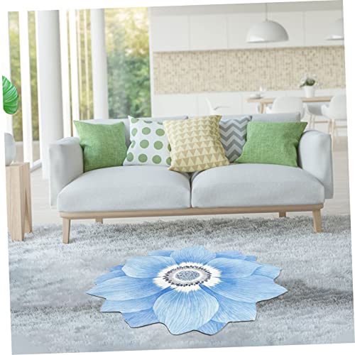 ARTSEWPLY Blumenförmiger Teppich Lotusblau Floraler Wohnzimmerteppich rutschfeste Dekoration Schlafzimmerteppich Waschbar Kreativ Geformte Matte für Hotel und Zuhause von ARTSEWPLY