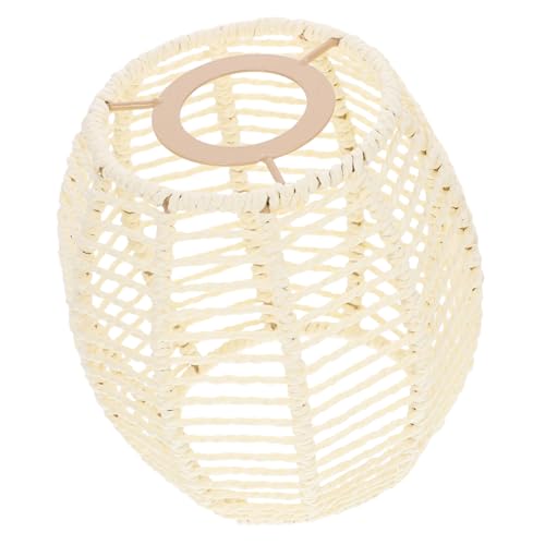 ARTSEWPLY Boho Geflochtener Lampenschirm aus Echtem Rattan Cremefarben Vielseitiger Deckenlampenschirm für Wohnzimmer Esszimmer Einfache Montage Langlebige Wiederverwendbare Hängeleuchte von ARTSEWPLY