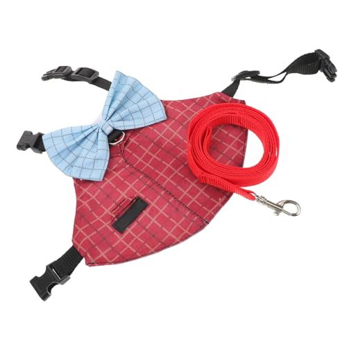 ARTSEWPLY Bunny Gentleman Set Cartoon-Häschen-Geschirr-Kit kleine Tierleinen Bunny Accessoires Outfit Hasenzubehör -Geschirr Hasengurt Hasenkleidung Hasenleine Metall rot von ARTSEWPLY