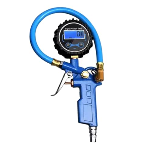 ARTSEWPLY Digitales Robustes Reifenluftdruckmessgerät ohne Batterie Metallischer Heavy Duty Chuck Präzise Messung Geeignet für Auto Suv Motorrad Fahrrad Einfache Einhandbedienung Blau von ARTSEWPLY
