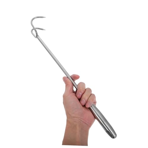 ARTSEWPLY Edelstahl Fleischhaken mit Ergonomischem Griff Dicker Doppelter Grill flipper zum Wenden und Greifen von Fleisch Robustes Kochwerkzeug für Gasgrill und Outdoor Barbecue von ARTSEWPLY