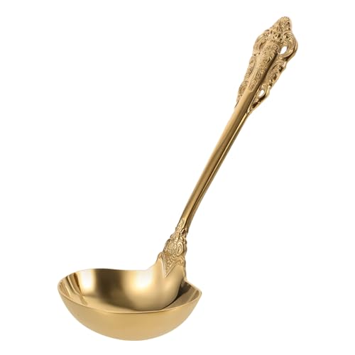 ARTSEWPLY Edelstahl Suppenkelle Goldfarbig Ergonomisch Design Rutschfester Griff Große Schöpflöffel Für Suppen Servieren Heißtopf Küche von ARTSEWPLY