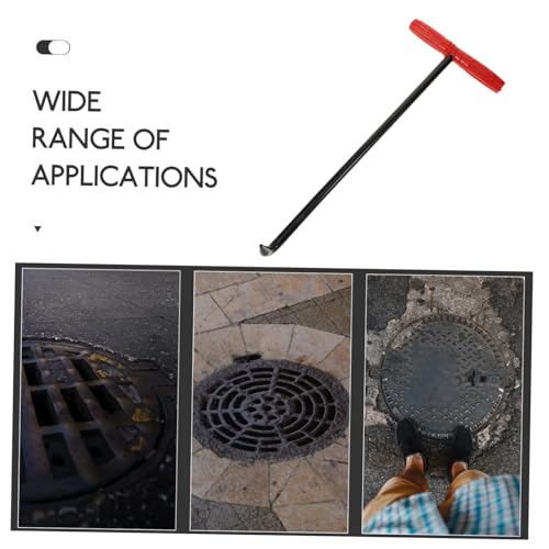 ARTSEWPLY Förmiger Stahlhaken Manhole Cover Lifter Korrosionsbeständig Praktisch mit Komfortgriff für Schachtdeckelöffnung und Vielseitige Nutzung Lang mit Gummihülle von ARTSEWPLY
