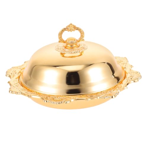 ARTSEWPLY Goldfarbene Butterdose mit Deckel Stabiles Rundes Desktop Serviertablett Multifunktionales Kleines Tablett für Snacks Süßigkeiten Schmuck für Partys und Haushalt ARTSEWPLY Goldfarbene Butterdose mit Deckel Stabiles Rundes Desktop Serviertablett Multifunktionales Kleines Tablett für Snacks Süßigkeiten Schmuck für Partys und Haushalt von ARTSEWPLY