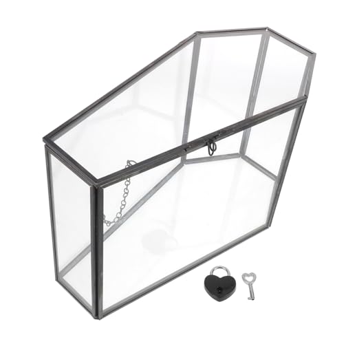 ARTSEWPLY Gothic Vitrine Halloween Dekor Glas Organizer Sargschale Mini Sargkarten Foto Vitrine Sargplatte Sargvase Glasvitrine Zur Präsentation Heimdekor Transparentes Metall von ARTSEWPLY