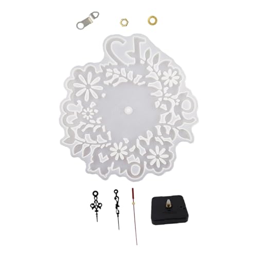 ARTSEWPLY Große Silikon Uhrengießform DIY Blumen Wanddekoration Uhr Selbst Bauen Epoxidharz Form mit Uhrwerk für Kreative Bastelprojekte von ARTSEWPLY