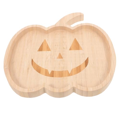 ARTSEWPLY Halloween Servierplatte aus Holz in Kürbisform Dekoratives Snack-tablett für Süßigkeiten Käse und Obst Langlebiges Holzbrett für Halloween Party Vielseitig Einsetzbar als von ARTSEWPLY