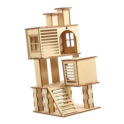 ARTSEWPLY Hamster Holz Kletterhaus mit Rutsche und Leiter Atmungsaktive Haustier Spielplattform aus Natürlichem Holz Robust und Langlebig für Hamster und Kleine Nager als Rückzugsort und ARTSEWPLY Hamster Holz Kletterhaus mit Rutsche und Leiter Atmungsaktive Haustier Spielplattform aus Natürlichem Holz Robust und Langlebig für Hamster und Kleine Nager als Rückzugsort und von ARTSEWPLY