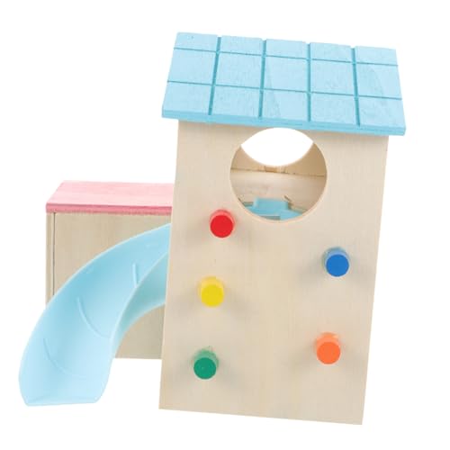 ARTSEWPLY Hamsterhaus aus Hochwertigem Holz mit Rutschfester Rampe und Kletterleiter Langlebiges Kleintier und Versteck für Zwerghamster und Meerschweinchen Sicheres Haustierspielzeug von ARTSEWPLY