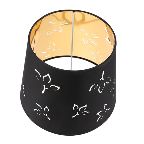 ARTSEWPLY Handgefertigter Tischlampenschirm aus Stoff mit Hohlem Blumenmuster Eleganter Ersatzschirm für Schlafzimmer Wohnzimmer Dekorativer Lampenschirm für Tischlampe Schwarz von ARTSEWPLY