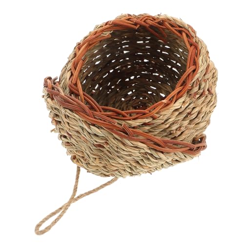 ARTSEWPLY Handgefertigtes Handgewebtes Vogelnest aus Natürlichem Stroh Großes Hängendes Nistmaterial für Wellensittiche Nymphensittiche und Kleine Vögel Sicherer Warmer Rückzugsort im Käfig von ARTSEWPLY
