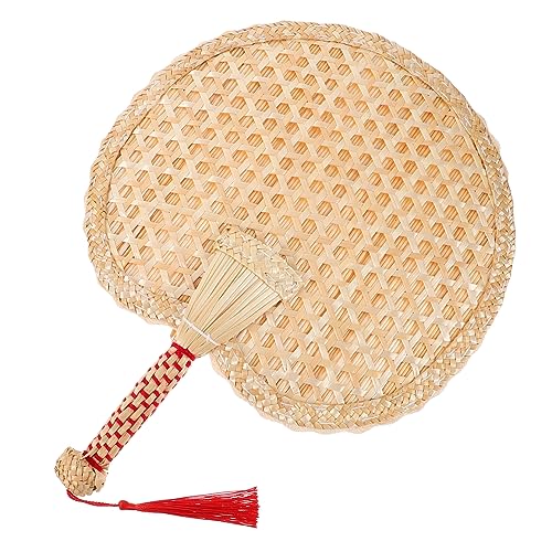 ARTSEWPLY Handgewebter Handfächer aus Tragbarer Sommerfächer für Strand und Outdoor Aktivitäten Leicht und Praktisch für Senioren und Retro Design mit Rundem Spitzenrand von ARTSEWPLY