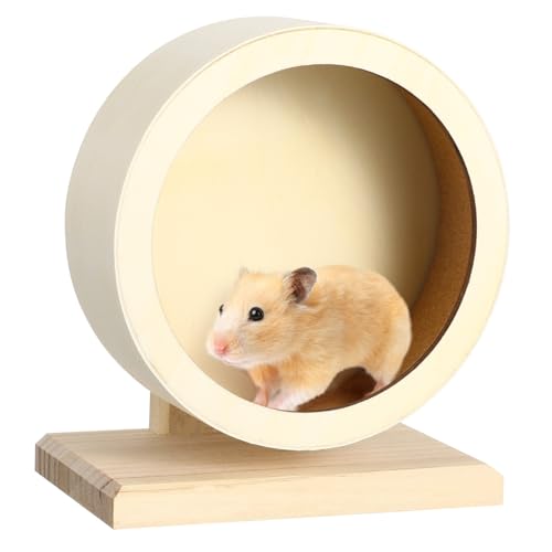 ARTSEWPLY Holz Laufrad für Kleine Haustiere Geräuscharm rutschfeste Nicht Lauf Scheibe Langlebiges Kleintier Trainingsspielzeug für Hamster Ratten und Andere Kleine Tiere Fördert Gesunde von ARTSEWPLY