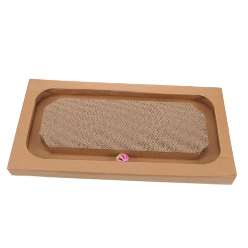 ARTSEWPLY Interessantes Kratzbrett Katze aus Langlebiger Pappe mit Glockenball Stabiles Indoor Katzenkratzbrett für Krallenpflege Spiel und Entspannung Geeignet für Hauskatzen von ARTSEWPLY