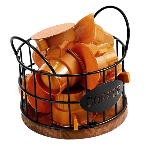 ARTSEWPLY Kaffeekapselkorb aus Metall und Holz Offener Draht Aufbewahrungskorb mit Robusten Griffen Vielseitiger Desktop Organizer für Kaffee Kapseln Obst und Snacks ARTSEWPLY Kaffeekapselkorb aus Metall und Holz Offener Draht Aufbewahrungskorb mit Robusten Griffen Vielseitiger Desktop Organizer für Kaffee Kapseln Obst und Snacks von ARTSEWPLY