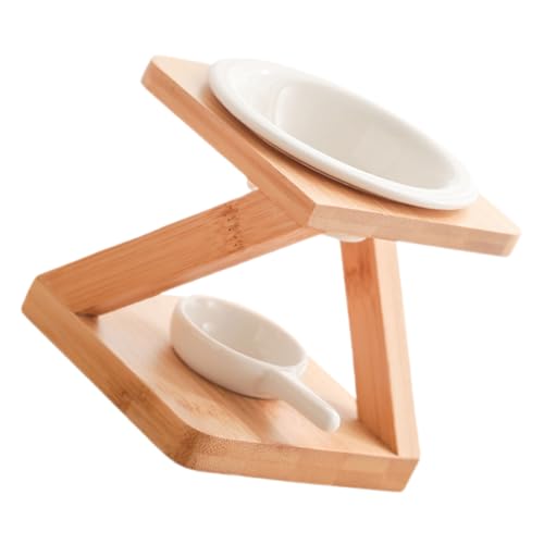 ARTSEWPLY Keramik Aromatherapie Duftlampe mit Holzsockel Teelicht Ölbrenner für Ätherische Öle und Wachs Vintage Duftlampe Stövchen mit Elegantem Design für Zuhause und Wellnessräume von ARTSEWPLY