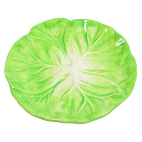 ARTSEWPLY Keramik Food Tray mit Einzigartiger Kohlblatt Form Stabile Küchenplatte aus Glasiertem Porzellan Vielseitig als Dessert und Salatteller für Haushalt und Restaurant Geeignet von ARTSEWPLY