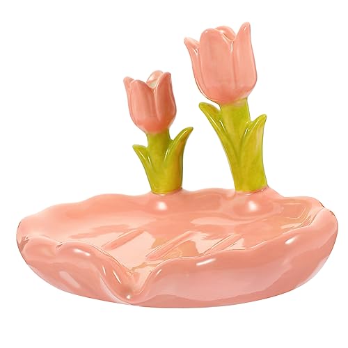 ARTSEWPLY Keramik Seifenschale mit Tulpenblüten Design Selbstablaufend Stilvoller Seifenhalter aus Stabilem Keramikmaterial Leicht zu Reinigen Dekorativ für Badezimmer und Gästetoilette von ARTSEWPLY
