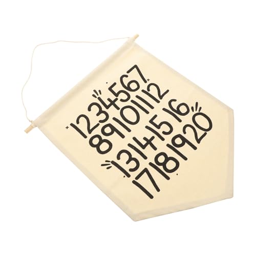ARTSEWPLY Kinderzimmer Baumwoll Zahlenbanner Hängend Wandbehang Wanddekoration Holzrahmen Langlebig Klare Muster Kreative Raumgestaltung von ARTSEWPLY