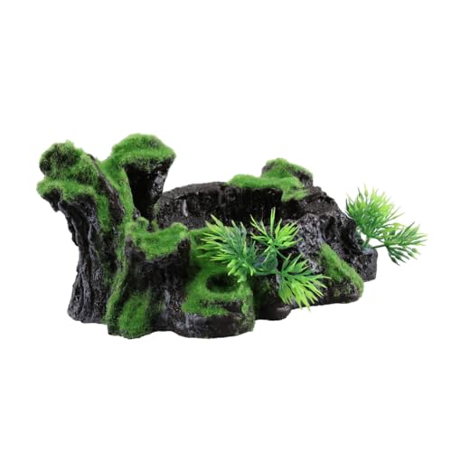 ARTSEWPLY Künstlicher Baumwurzel höhlenversteck mit Fluchtloch Moosbedeckte Resin futterschale für Aquarium Reptilienfreundliche Dekoration Stabile Wasserstellung Naturgetreues Versteck für von ARTSEWPLY