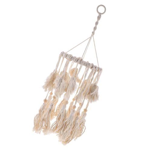 ARTSEWPLY Makramee Lampenschirm aus Baumwollseil Boho Stil Deckenlampe Abdeckung mit Langen Quasten Handgefertigt Geeignet für Wohnzimmer Schlafzimmer Stehlampe und Deckenleuchte Langlebig von ARTSEWPLY