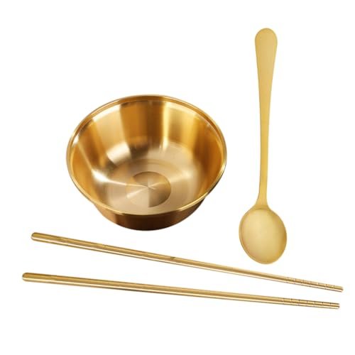 ARTSEWPLY Messerset aus Hochwertigem Messing Teilig mit Salatschüssel Snackbehälter und Essstäbchen Praktische Langlebige Haushaltsschale für Obst Reis und Desserts Leicht zu Reinigen und von ARTSEWPLY