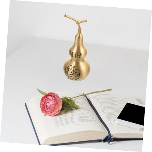 ARTSEWPLY Messing Kürbis Deko Figur Desktop Feng Shui Hohl Gourd Glücksbringer Stabile Basis Vintage Chinesische Heimdekoration für Wohnzimmer Büro von ARTSEWPLY