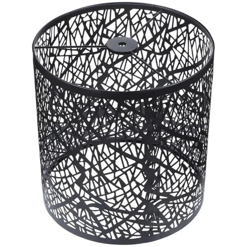 ARTSEWPLY Metall Lampenschirm aus Schmiedeeisen mit Hohlmuster Großer Runder Lampenschirm für Steh Nachttischlampen Moderner Beleuchteter Raum mit Langlebigem Metallgehäuse Schwarz von ARTSEWPLY
