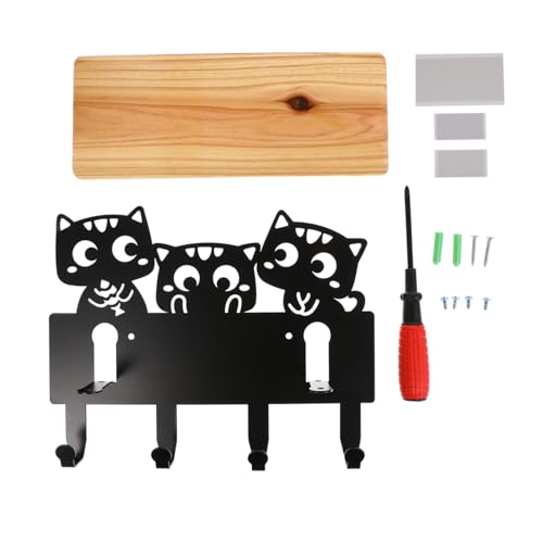 ARTSEWPLY Metall Wandhakenleiste mit Katzenmotiv Wandregal Holz Wandmontierter Aufbewahrungsrack für Mantel Hut Schlüssel Platzsparend und Dekorativ ARTSEWPLY Metall Wandhakenleiste mit Katzenmotiv Wandregal Holz Wandmontierter Aufbewahrungsrack für Mantel Hut Schlüssel Platzsparend und Dekorativ von ARTSEWPLY