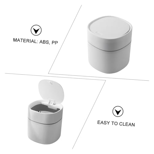 ARTSEWPLY Mini Desktop Mülleimer Weiß mit Druck öffnung Kleiner Tischabfalleimer für Papier Tragbarer Schreibtisch Abfallbehälter Platzsparend und Vielseitig für Büro und Zuhause von ARTSEWPLY