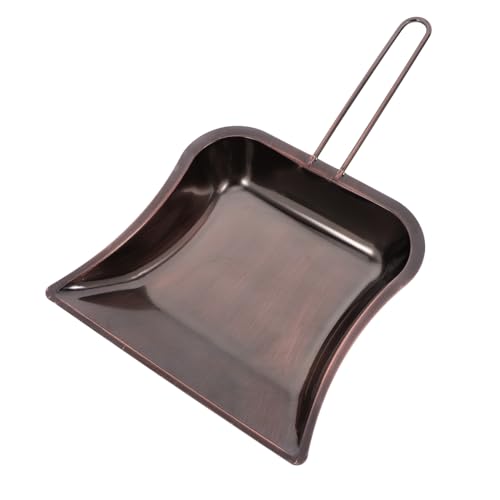 ARTSEWPLY Mini Edelstahl Kehrblech mit Langem Griff Schwere Metall Schaufel Kompakte Staubschaufel für Werkstatt Garage und Schreibtisch Roter Bronze Farbton Langlebiges Reinigungstool von ARTSEWPLY