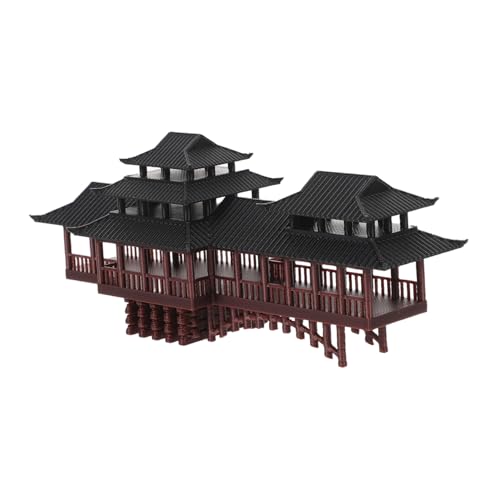 ARTSEWPLY Miniatur Chinesische Architektur Statue Asiatische Pavilion Figurine mit Langem Gang und Bogenbrücke Plastik Bonsai Dekoration für Garten Aquarium und Mikro-Landschaft von ARTSEWPLY