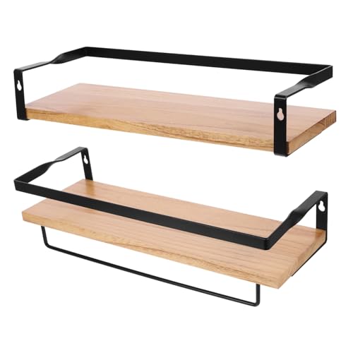 ARTSEWPLY Moderner Holz Wandregal Schwebend mit Handtuchhalter Platzsparend Einfach Montierbar Vielseitig für Bad Küche Schlafzimmer und Wohnbereich Rustikaler Stil Kompakte von ARTSEWPLY