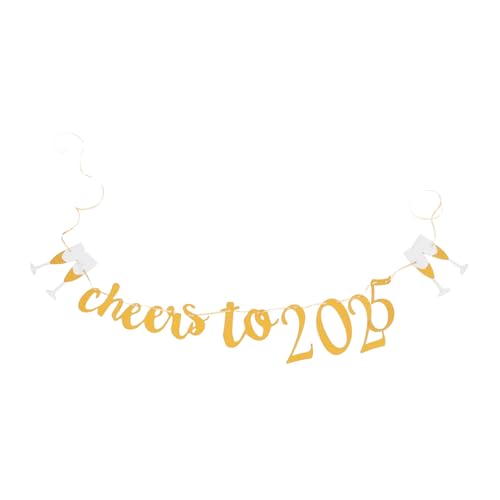 ARTSEWPLY Neujahrsbanner Set Cheers To Banner für Neujahrspartys Wiederverwendbares Glitzer Hintergrund Einfach Aufzubauen Zeitlose für Unvergessliche Feiern von ARTSEWPLY