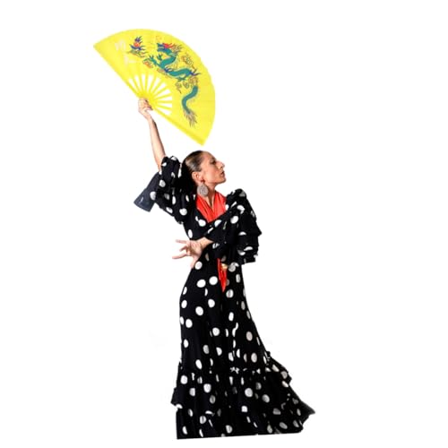 ARTSEWPLY Plastik Chinesischer Fächer Gelb Langlebig Leichtgängig für Kungfu Taichi Performance Wushu Tanz Bühnenaufführung von ARTSEWPLY