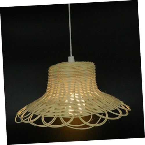 ARTSEWPLY Rattan Lampenschirm Deckenlampe Hängeleuchte Natürlicher Lampenschirm für Wohnzimmer Schlafzimmer Warmes Licht Romantische Atmosphäre Handgefertigt Khaki von ARTSEWPLY